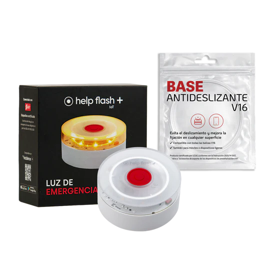 Pack Baliza V16 Help Flash IoT+ & Base antideslizante V16