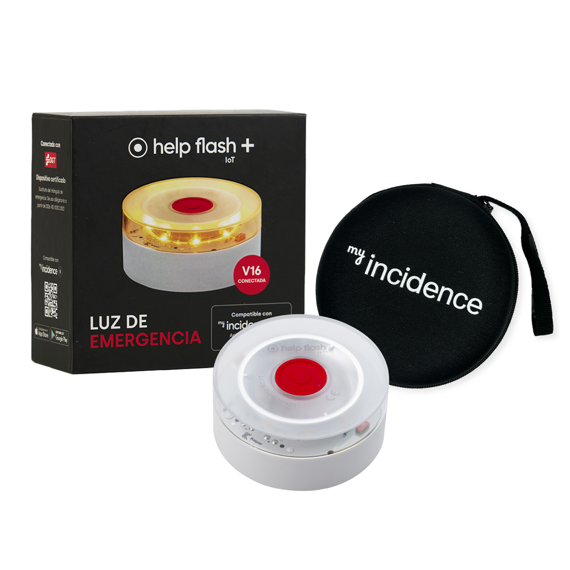 Help Flash IoT - Éclairage D'urgence Homologué Connecté - Dispositif V16 Avec Plan De Données Inclus Et Visible à 1 Km